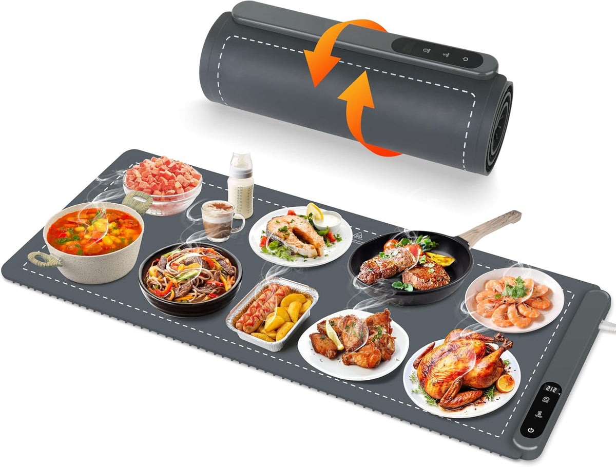 Warming Mat for Food,36"x16" Large Food Warmer Mats for Countertop (Gray)