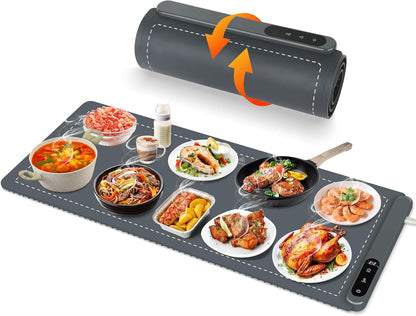 Warming Mat for Food,36"x16" Large Food Warmer Mats for Countertop (Gray)