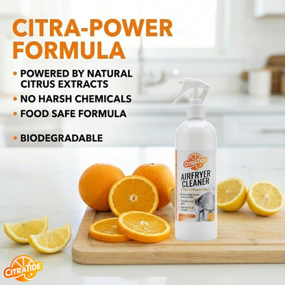 Air Fryer Cleaner Spray – Citrus Powered Grease Remover, Non-Toxic & Plant-Based, Cuts Baked-On Oil & Odor, Safe for Kitchen Appliances, USA Made – 16fl oz