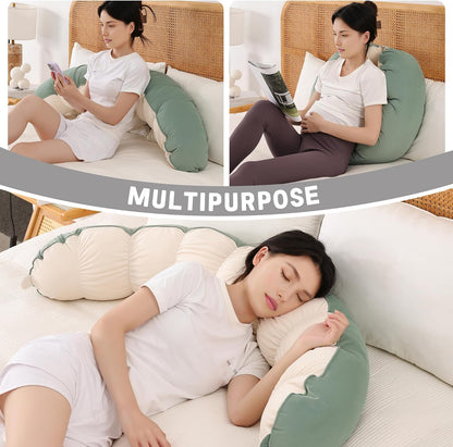 Peallow(Pat. Pend) – Long Round Body Pillow for Adults, Bolster Pillow for Sleeping, Soft and Supportive Pillow for Sleeping & Lumbar Support (Green-White, 29.5")