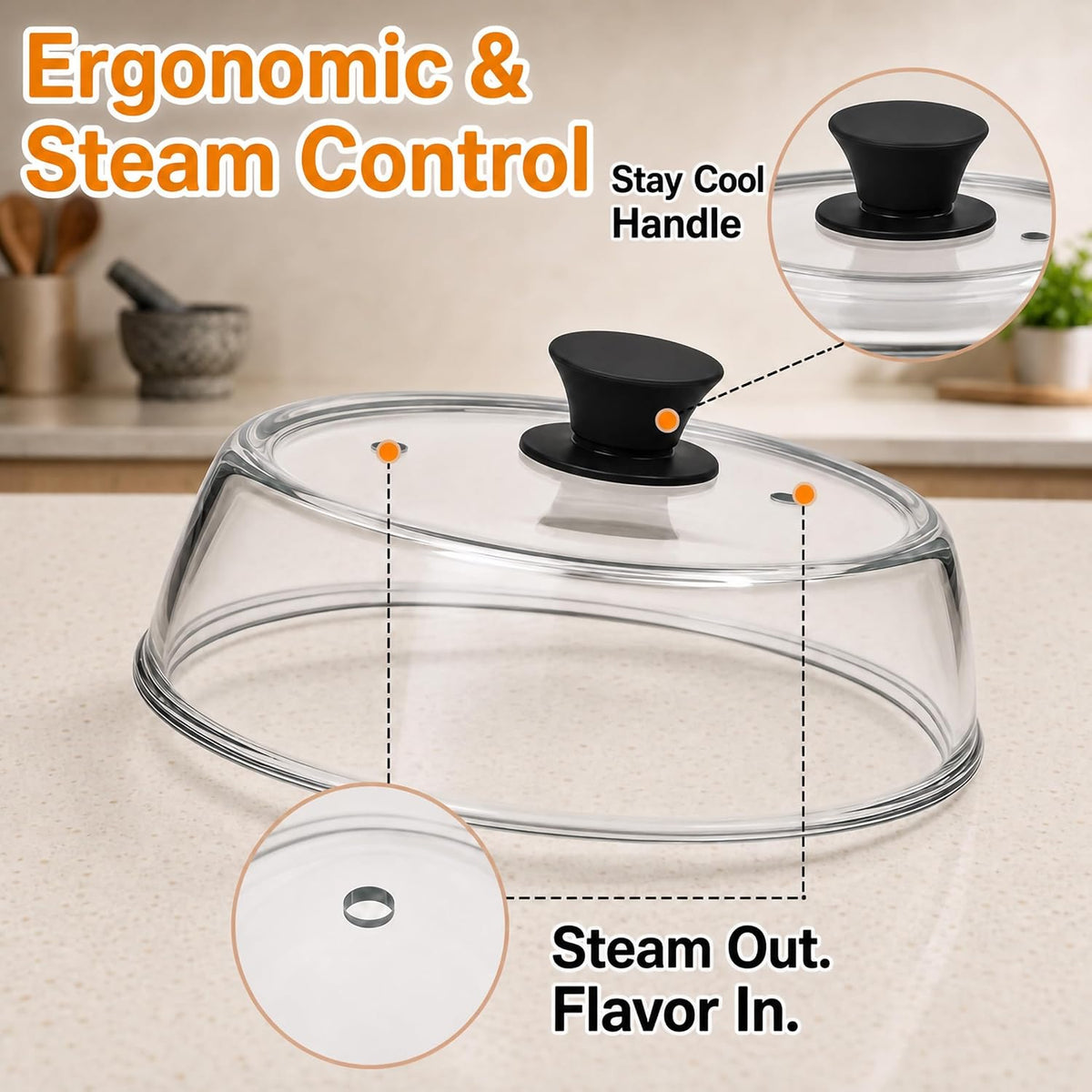 10 Inch Glass Microwave Splatter Cover with 12 Inch Silicone Mat