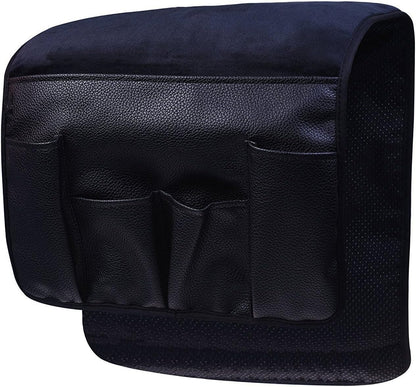 Wanty Velvet Sofa Couch Chair Armrest Soft Caddy Organizer Holder for Remote Control, Cell Phone, Book, Pencil (Black)