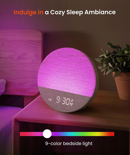 Dreamegg Sunrise 1 - Sunrise Alarm Clock, Sound Machine for Sleep, Customizable Sleep Routines, Dimmable Night Light, 29 Soothing Sounds, White Noise Machine, Wake Up Light for Bedrooms(Blue)