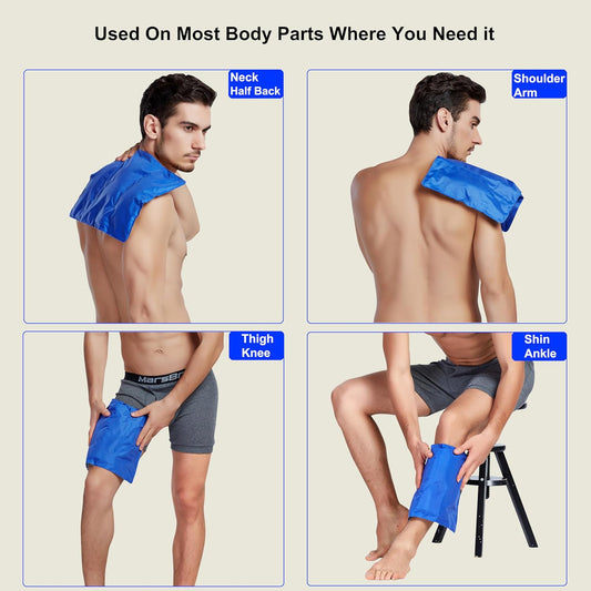 Koo-Care Large Flexible Gel Ice Pack for Injuries Reusable Hot Cold Compress - Fit for Shoulder Arm, Back, Hip, Knee, Shin, Foot Pain Relief, Swelling, Physical Therapy (L, 11" x 14") Pack of 2