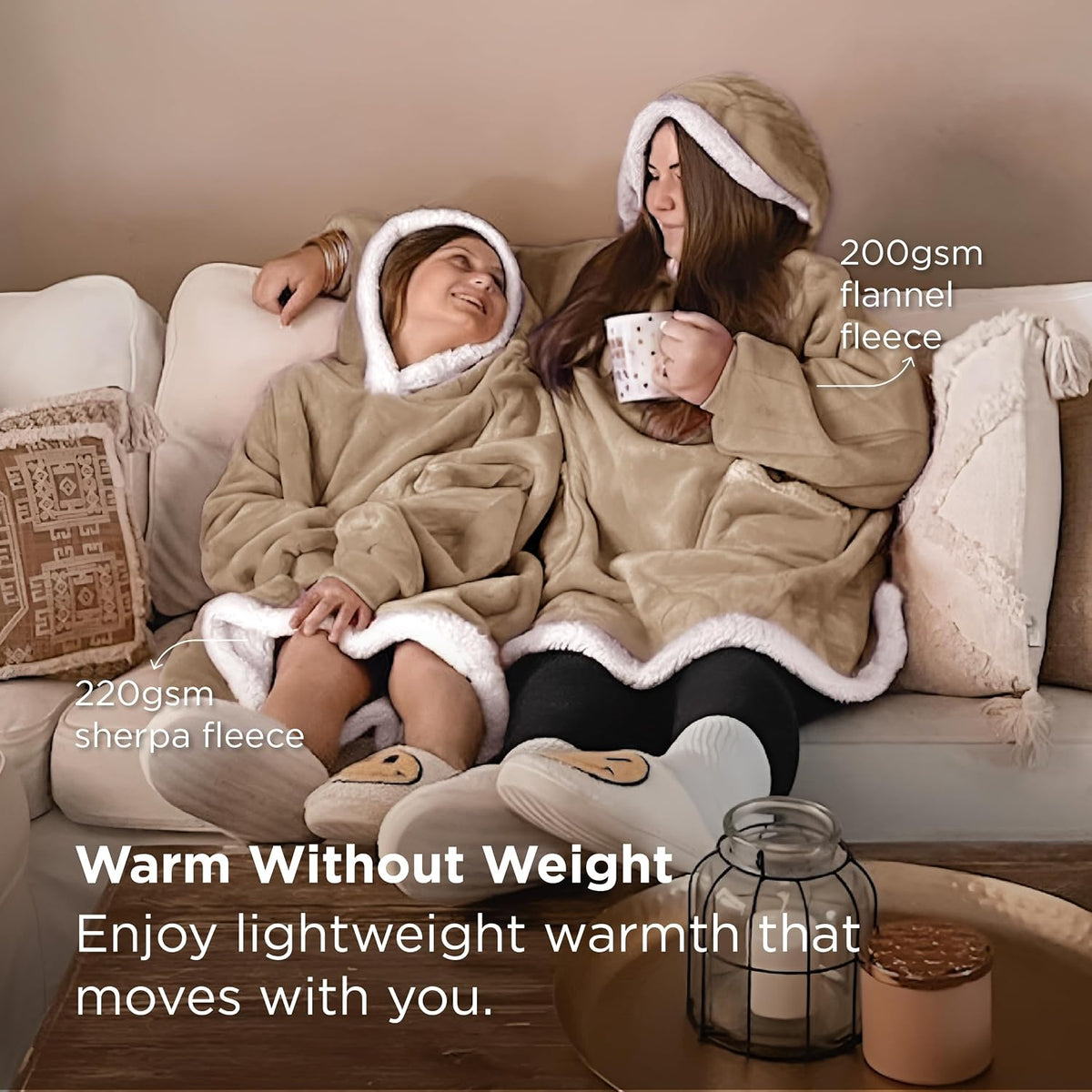 Bedsure Wearable Blanket Sherpa Hoodie Gifts, Sweatshirt, Grey, Standard