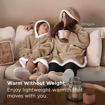 Bedsure Wearable Blanket Sherpa Hoodie Gifts, Sweatshirt, Grey, Standard