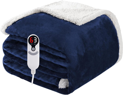 Soypipo Electric Heated Throw Blanket 50"x60", Faux Fur Plush with 4 Heat Settings & 2/4/8/10H Auto Shut-Off, Overheat Protection, Machine Washable, for Office & Chair, Dark Grey