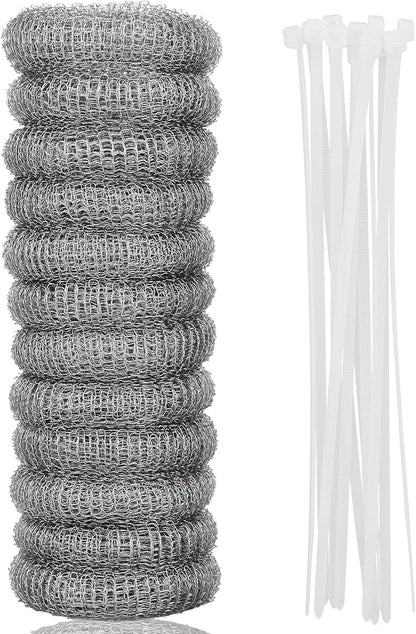 Stainless Steel Washing Machine Lint Snare Traps, 12 PCS Washer Hose Lint Traps with 12 PCS Cable Ties, Laundry Mesh Washer Sink Drain Hose Screen Filter