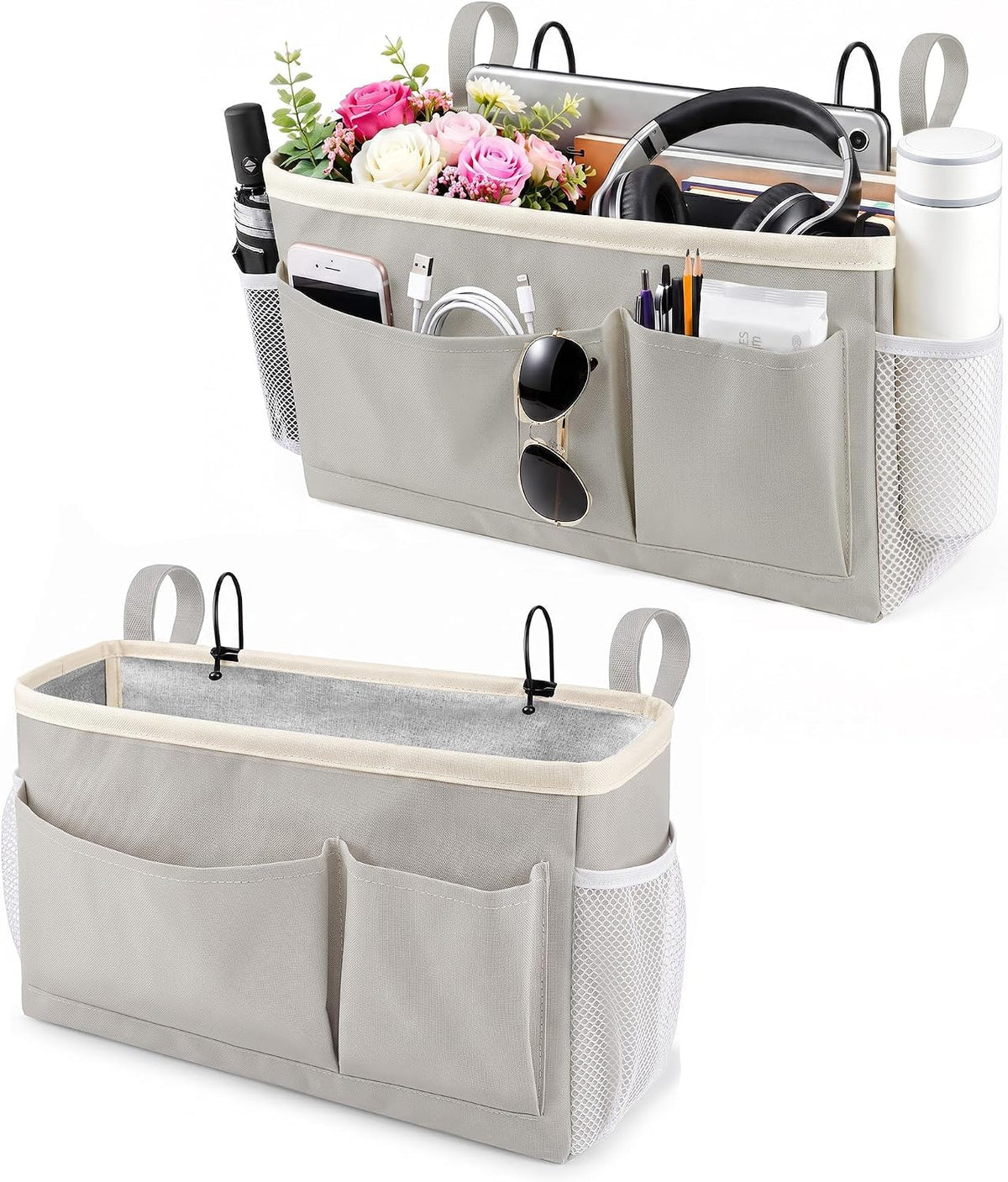 Fab totes Bedside Caddy for Dorm Bed, Bedside Storage Bag Hanging Organizer