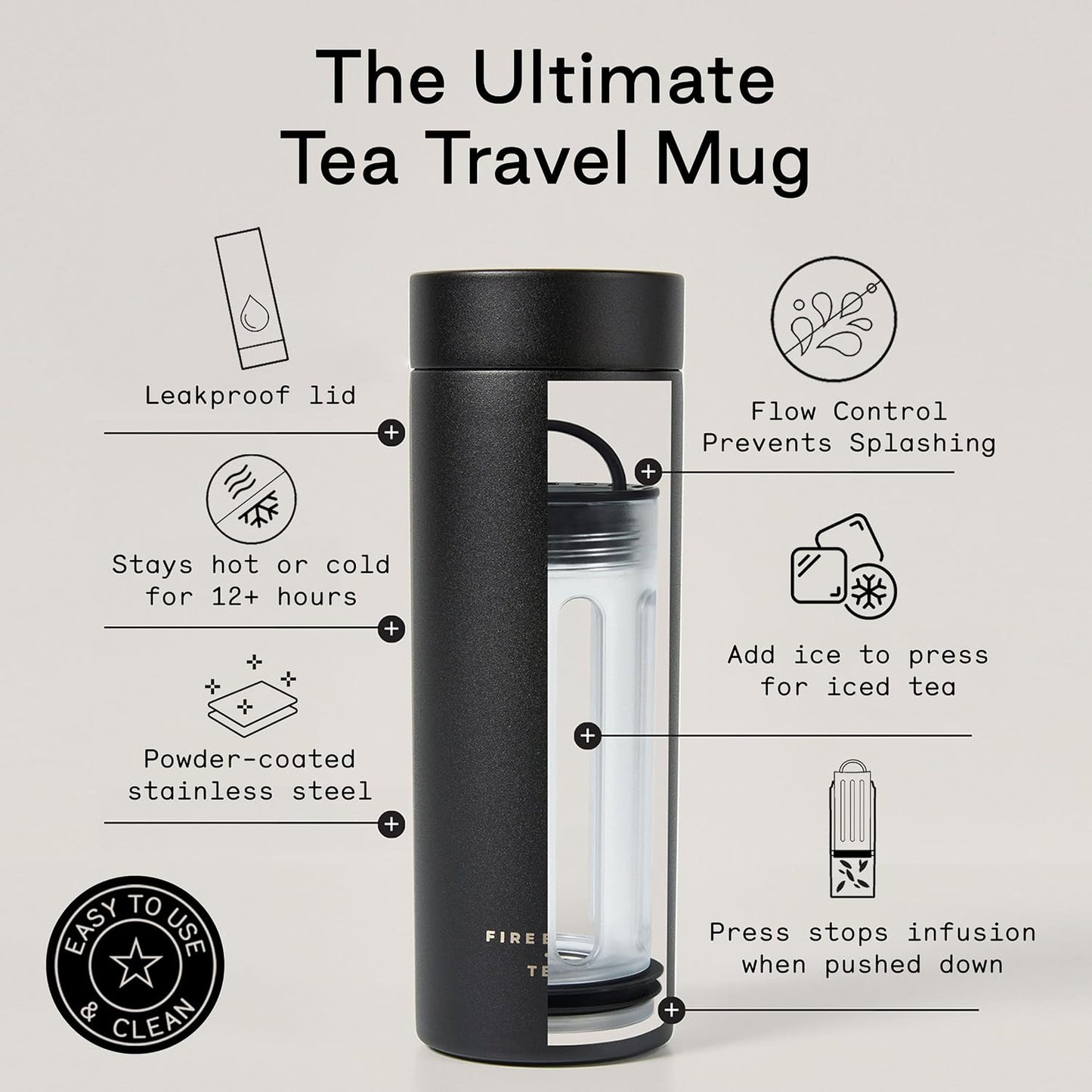 Firebelly Tea, Travel Tea Infuser Mug with Strainer, Insulated Tumbler for Loose Leaf Tea or Coffee, Leakproof Bottle for Hot or Iced Drinks, Stainless Steel Thermos with Lid, Salmon