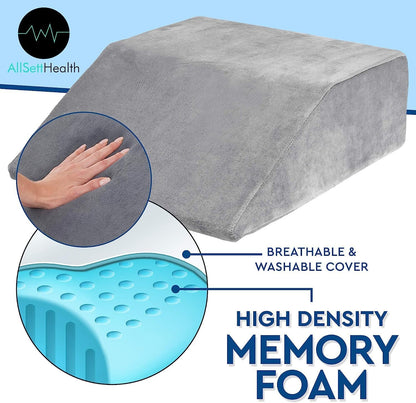 AllSett Health Large Half Moon Bolster Pillow for Legs, Knees, Lower Back and Head, Lumbar Support Pillow for Bed, Sleeping | Semi Roll for Ankle and Foot Comfort - Machine Washable Cover, White