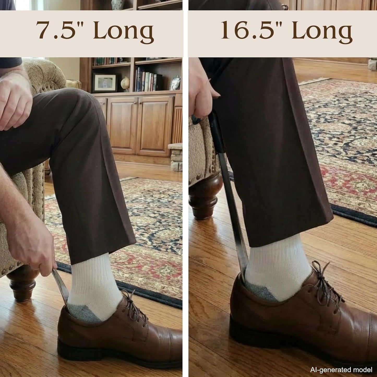 FALKON Shoe Horn Long Handle- Metal Shoe Horn Sets for Men, Women and Children, TSA Friendly