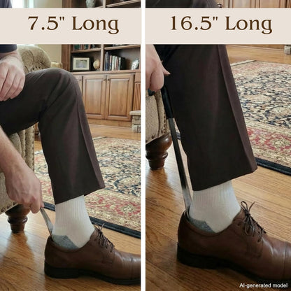 FALKON Shoe Horn Long Handle- Metal Shoe Horn Sets for Men, Women and Children, TSA Friendly