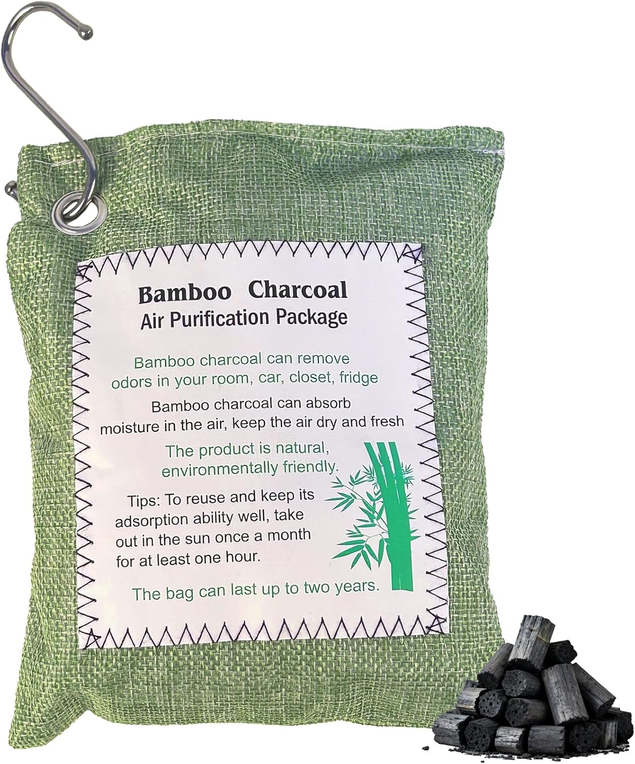 Bamboo Charcoal Air Purifying Bag, Activated Charcoal Odor Absorber Moisture Absorber Car Fresheners Odor Eliminator for Home Car Closet Refrigerator Shoe Smell Remover Gym Bag Deodorizer, Grey