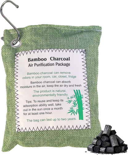 Bamboo Charcoal Air Purifying Bag, Activated Charcoal Odor Absorber Moisture Absorber Car Fresheners Odor Eliminator for Home Car Closet Refrigerator Shoe Smell Remover Gym Bag Deodorizer, Grey