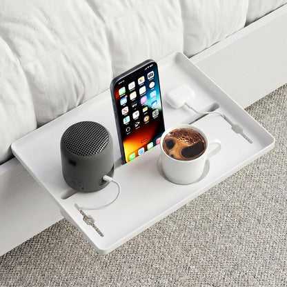 JOYMOOP Clip-On Bedside Shelf for Bunk Beds, Dorm Room Essentials, Bedside Caddy, No-Tool Install Bed Side Table Storage for Loft, Platform Beds, Nightstand Caddy for Phone, Glasses, Book, Black