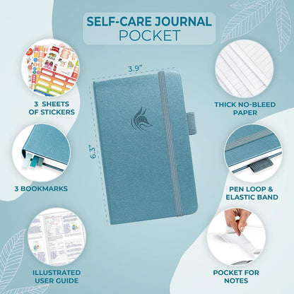 Clever Fox Self-Care Journal for Women, Daily Planner 5.8x8.3 Aquamarine | 3-month mental health journal, habit tracker, wellness journaling supplies for women & teen girls, gratitude & mood log