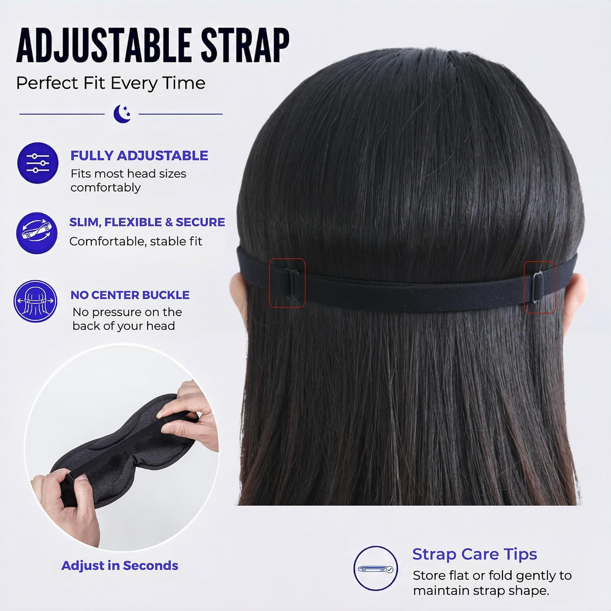 Ultra-Thin 3D Sleep Mask for Side Sleepers Women Men, Contoured Eye Mask for Lash Extensions, Light Blocking, Soft Breathable Lightweight Eye Mask for Sleep, Travel, Meditation,Airplane (Black)