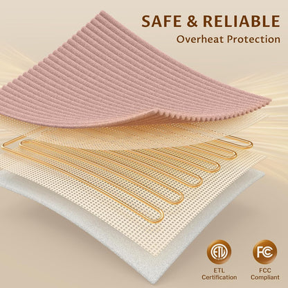 Heated Throw Blanket, 5 Heat Levels, 3 Hours Auto-Off, White | ETL & FCC certified, 50" × 60", OEKO-TEX fabric, machine washable, 100W low energy