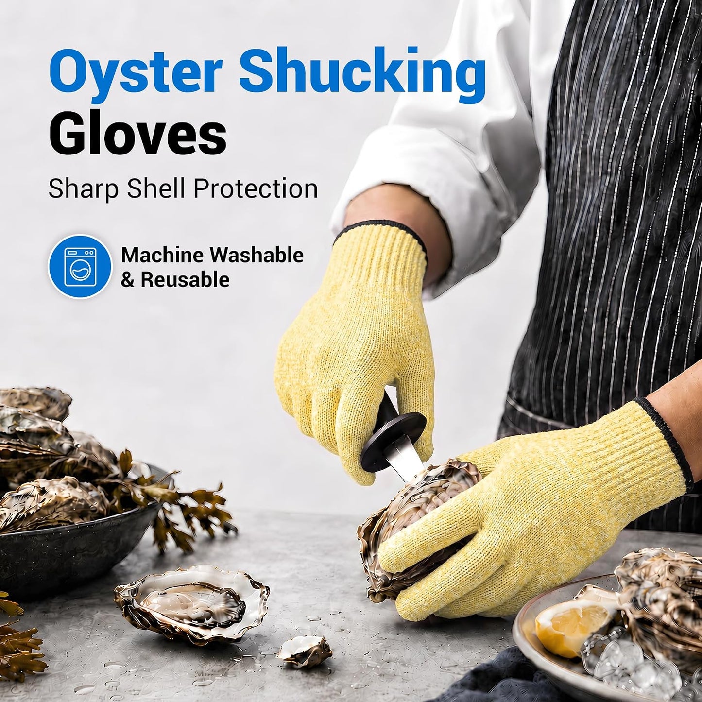 Safe & Savvy Cut Resistant Gloves Food Grade, ANSI A5 Kitchen Safety Gloves for Meat Cutting, Mandoline Slicer, Oyster Shucking, Wood Carving, Fish Fillet & Butcher, Grey (Medium)