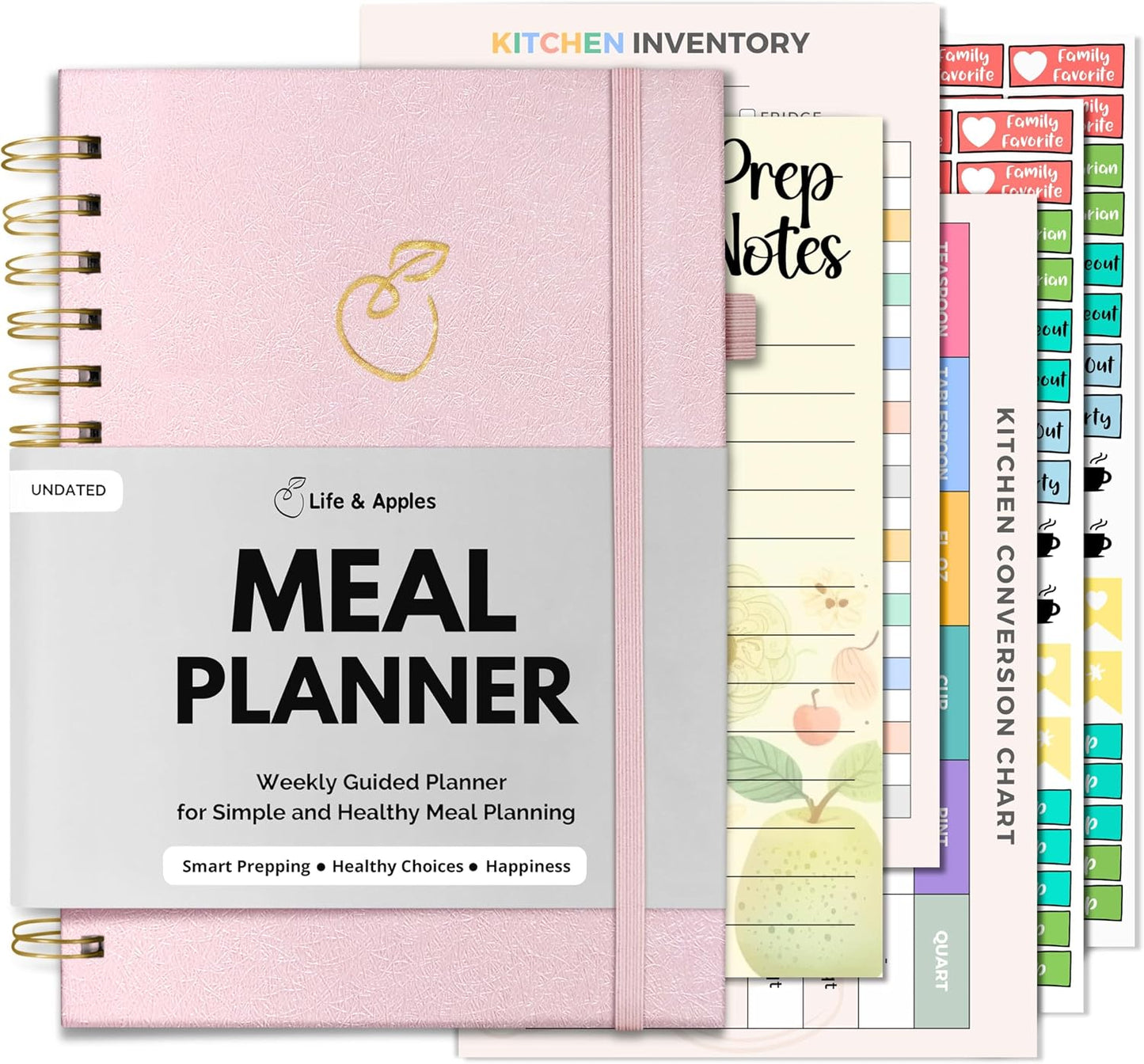 Life & Apples Weekly Meal Planner Notebook with Grocery List, Forest | Meal Planning Notebook, Meal Prep Journal and Food Planner to Organize a Weekly Menu, Grocery List and Family Meals