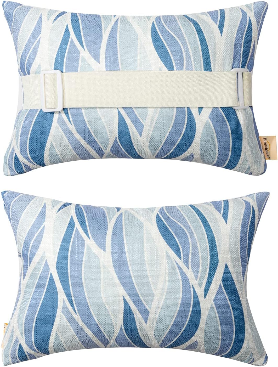 Outdoor Neck Pillow for Recliner,Patio Chaise Lounge Waterproof Headrest Pillow with Adjustable Elastic Stripe,Small Pillows Attachment for Office Chair,Car Seat Head or Lumbar, Navy Blue 2Pack