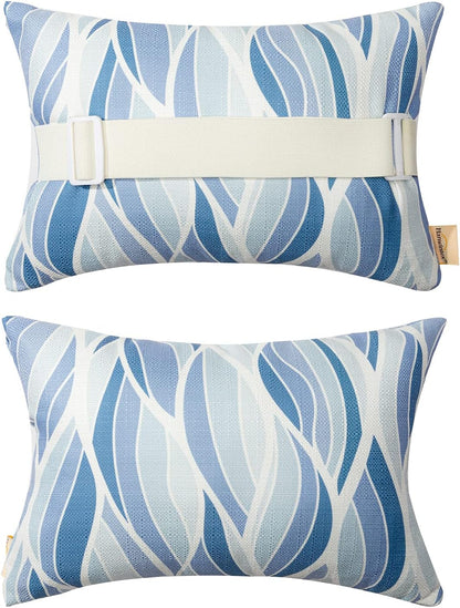Outdoor Neck Pillow for Recliner,Patio Chaise Lounge Waterproof Headrest Pillow with Adjustable Elastic Stripe,Small Pillows Attachment for Office Chair,Car Seat Head or Lumbar, Navy Blue 2Pack