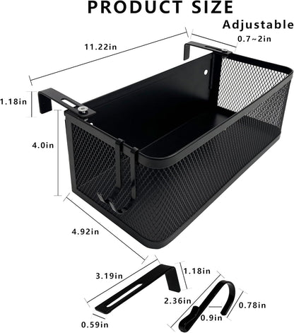 Bedside Caddy Shelf with Hook, Bed Shelf Organizer for Bunk Bed, Office Cubicle, Dorm Room, Holder for Phone, Snacks, Books (Black, 11*4.9*3.9 inch)