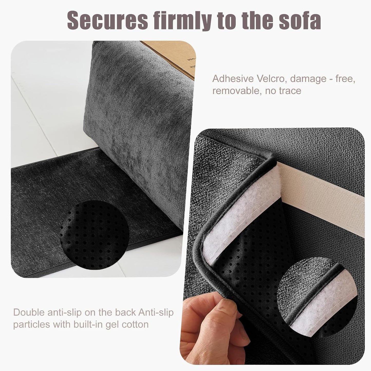 Chenille Neck Pillow for Sofa - Adjustable Headrest, Non-Slip Neck Support Cushion for Pain Relief, Comfortable Chair Pillow, Gray
