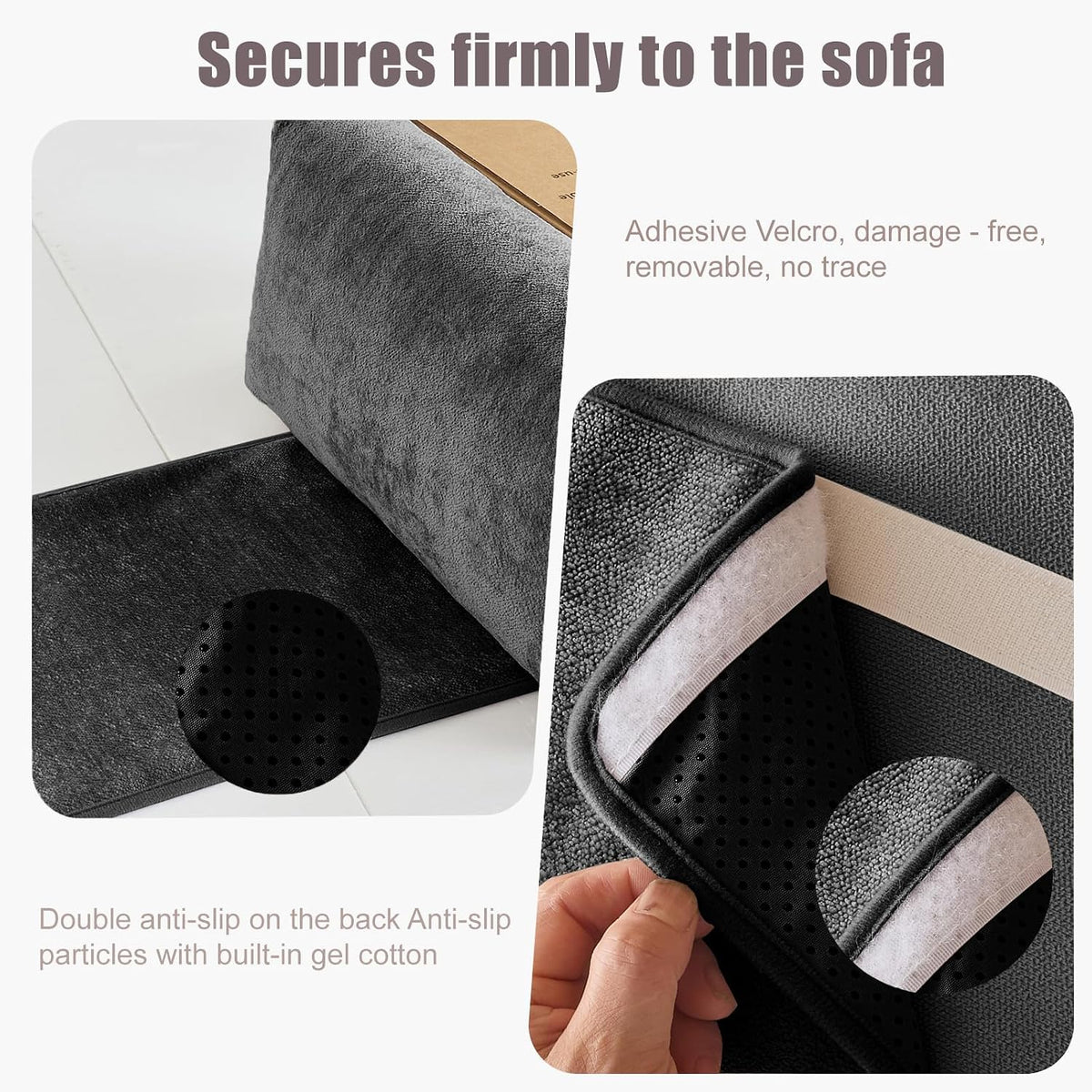 Chenille Neck Pillow for Sofa - Adjustable Headrest, Non-Slip Neck Support Cushion for Pain Relief, Comfortable Chair Pillow, Gray
