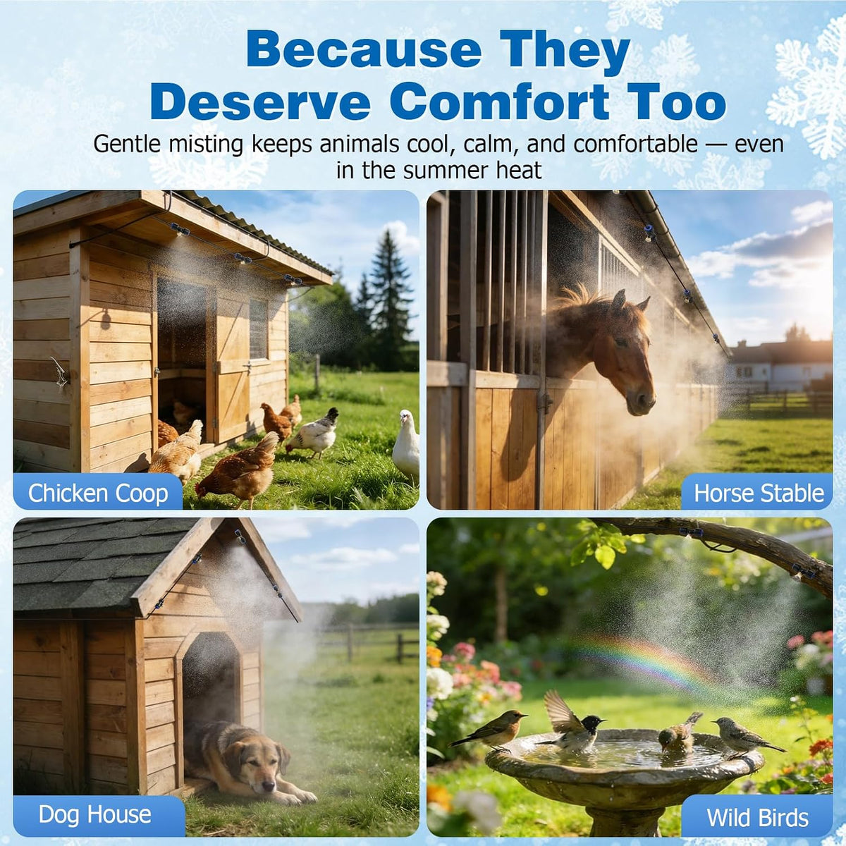 Mellbree Misters for Outside Patio 45FT/14M, Pre-Assembled Misting Cooling System with 12 Brass Nozzles & 3/4" Adapter, Outdoor Mister for Patio, Garden, Greenhouse, Pavilion, Dog House, Chicken Coop