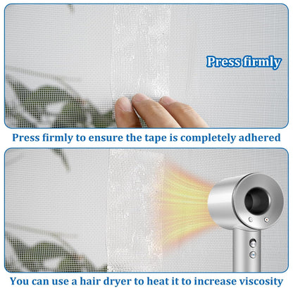 Gray Window Screen Repair Tape 2" x 40FT Fiberglass Strong Adhesive | Waterproof fiberglass mesh repair patch, fixes holes and tears, easy to cut and stick for window door screen repair