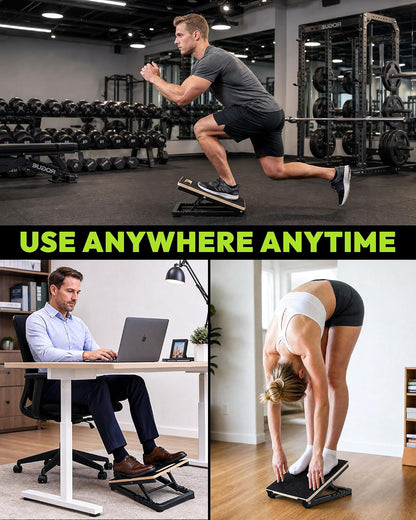 Wooden Slant Board, 660 lb Steel Frame, Five-Angle Calf Stretcher | 15 To 40 Degree Inclines, Multilayer Deck, Non-Slip Surface, Squats, Heel Raises, Ankle Mobility, Home Gym, No Assembly