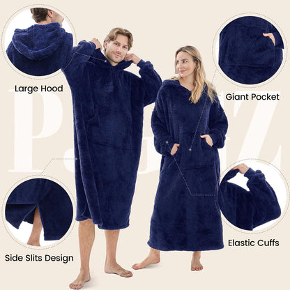 PJGGZ Wearable Blanket Hoodie for Women Men, Fleece Warm Comfy Hooded Sweatshirt with Pockets & Sleeves Cozy Gift for Adult