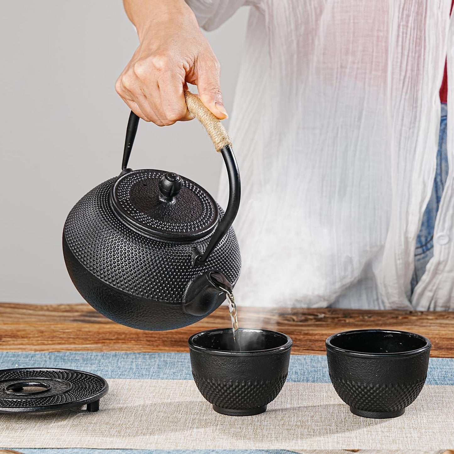 Sungmor Black Cast Iron Teapot Warmer - Base with Candle Holder | Heat Retaining Stand for Tetsubin or Glass & Ceramic Teapots