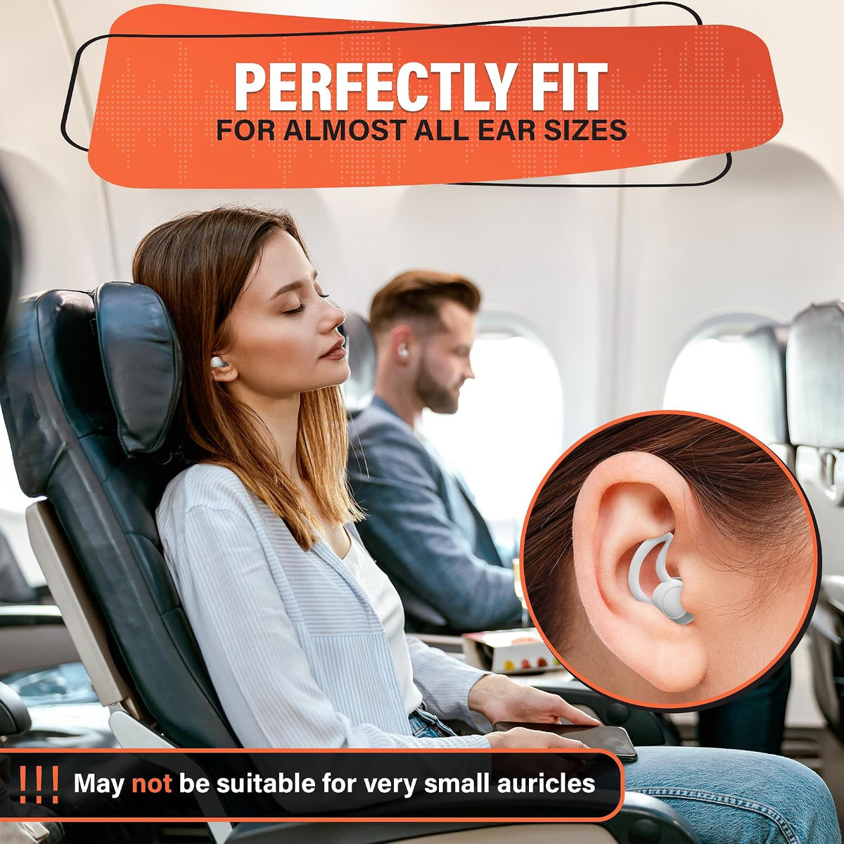 Reusable White Ear Plugs for Sleeping, Reduce 40 dB, Noise Canceling