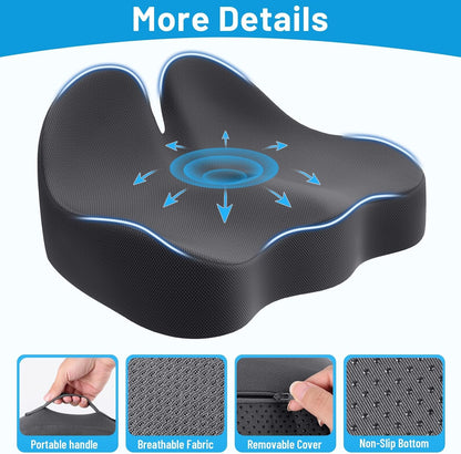 Memory Foam Seat Cushion, Ergonomic Office Chair Cushion for Long Sitting