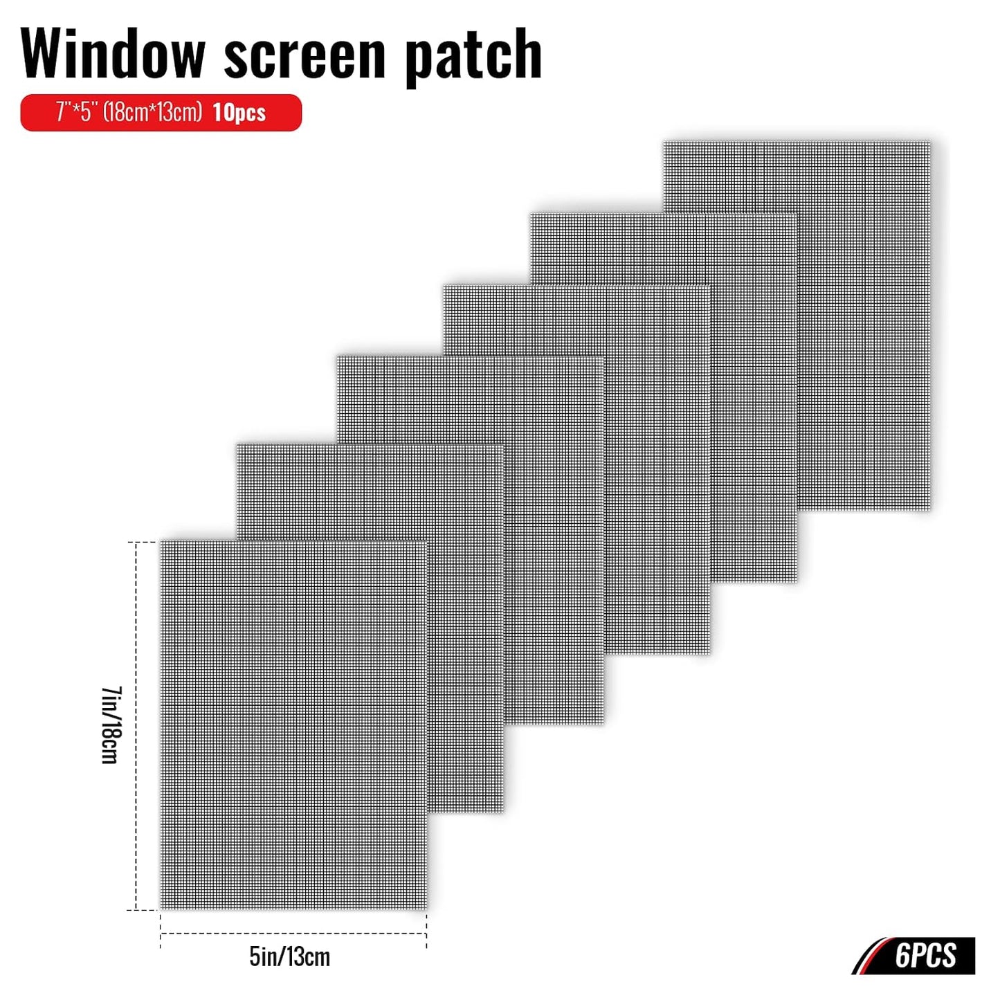 Matenf Window Screen Repair Patches, 4" x 4", 10 PCS, Black | 3-Layer Sticky Mesh Patches, Invisible Budget-Friendly, Tool-Free Waterproof Fix for Screen Tears, Holes and Pet Scratches