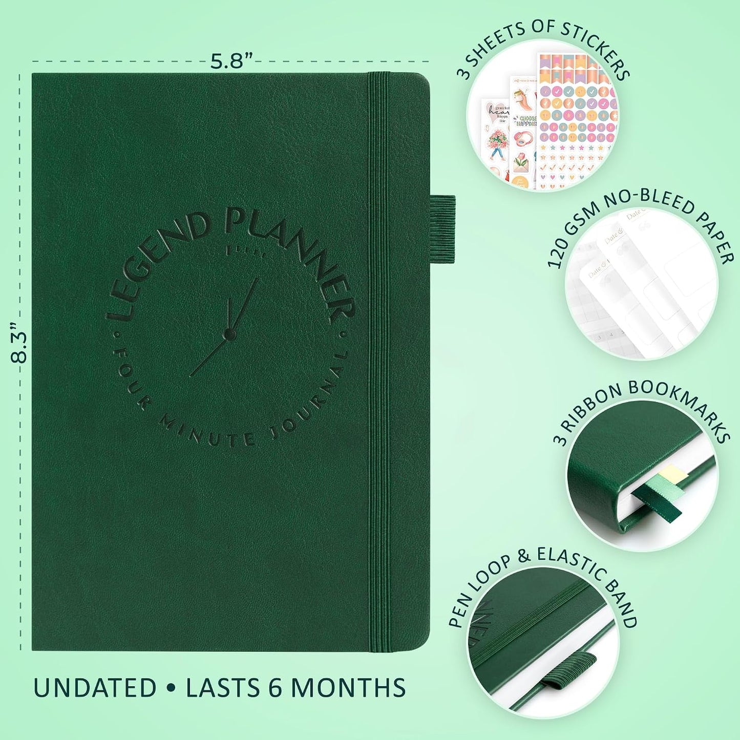 Legend Four-Minute Journal with Prompts & Habit Tracker – Daily Gratitude Journal for Women & Men – Guided Positivity, Self-Reflection & Affirmation Notebook (Lavender)