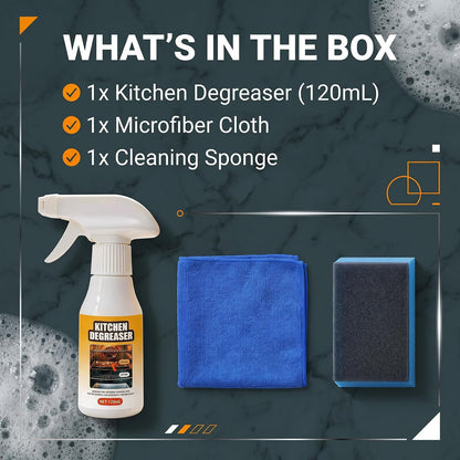 Kitchen Degreaser Spray 120ml, All Purpose Heavy Duty Grease Remover Cleaner for Oven, Stovetop, Microwave & Range Hood, Foam Cleaner for Kitchen Surfaces.(1pc)
