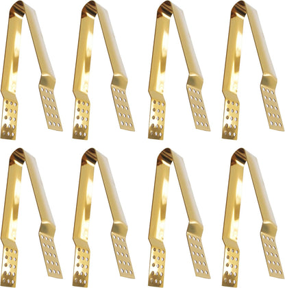 Generic Tea Bag Squeezer (8 Pack), Tea Bag Squeezer Tongs, Golden Stainless Steel Tea Bag Squeezer, 13.5 x 4 cm