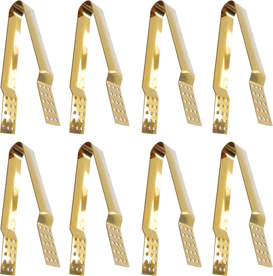 Generic Tea Bag Squeezer (8 Pack), Tea Bag Squeezer Tongs, Golden Stainless Steel Tea Bag Squeezer, 13.5 x 4 cm