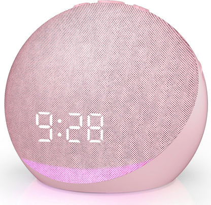 Sound Machine Alarm Clock for Bedroom: 25 Natural Sleep Sounds | White Noise Machine for Adults Kids Baby - Gentle Wake Up Alarm with Bluetooth Speaker - Putty