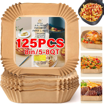 Air Fryer Liners, 8" Parchment Paper for 5-8 QT | Food-Grade Air Fryer Liners Disposable, Oil-Proof, Greaseproof for Baking, Roasting, Microwave Airfryer Baskets Accessories