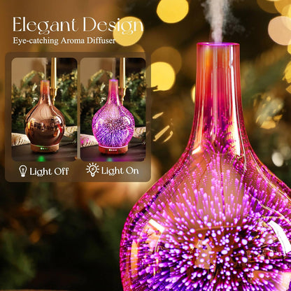 Porseme 150ml Essential Oil Diffuser Glass Color Changing Aroma Air Diffusers Aromatherapy Ultrasonic Cool Mist Humidifier 6 Running Hours Waterless Auto-Off for Sleeping, Yoga, Office, Spa (Ink)