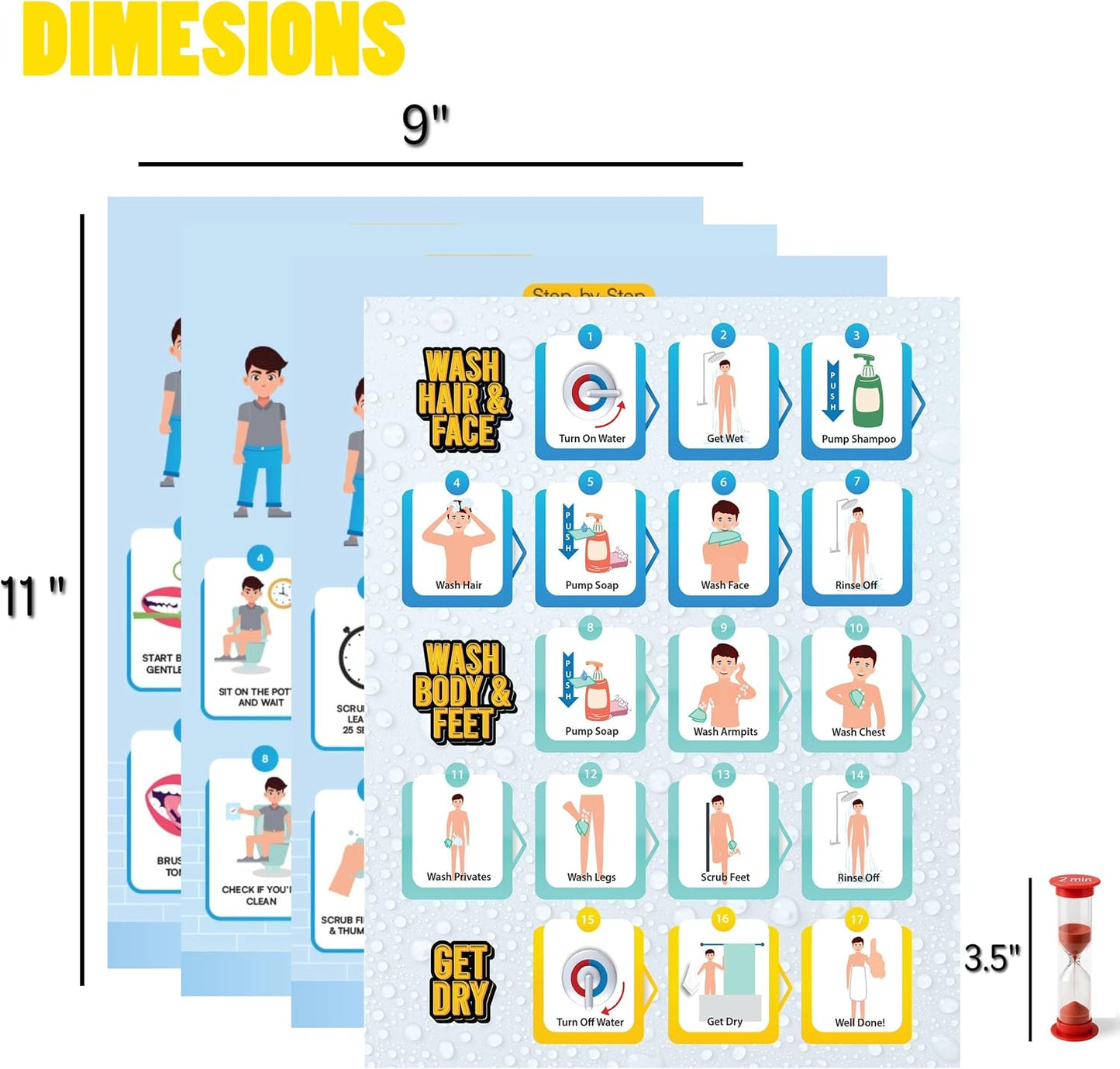 Morning Routine Chart for Kids – Step-by-Step Visual Schedule (9x12 Laminated) | Self-Care Educational Chart for Children, Special Needs & Autism – Morning Routine Support – English