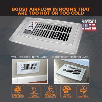 Suncourt Flush Fit Register Booster Fan, Adapter Plate, Brown (HC500-BPL)