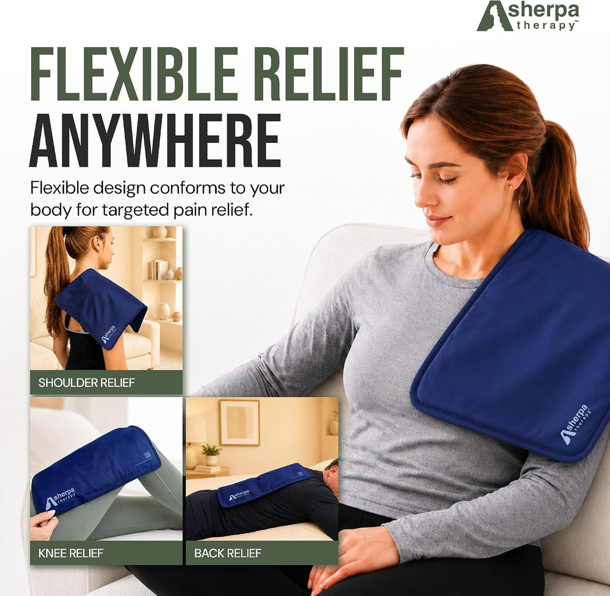 Medium Flexible Gel Ice Packs Reusable - Hot and Cold Soft Ice Packs for Injuries Reusable for Ankle, Arm, Foot, Leg, Back Pain Relief - 8" x 12" - Purple