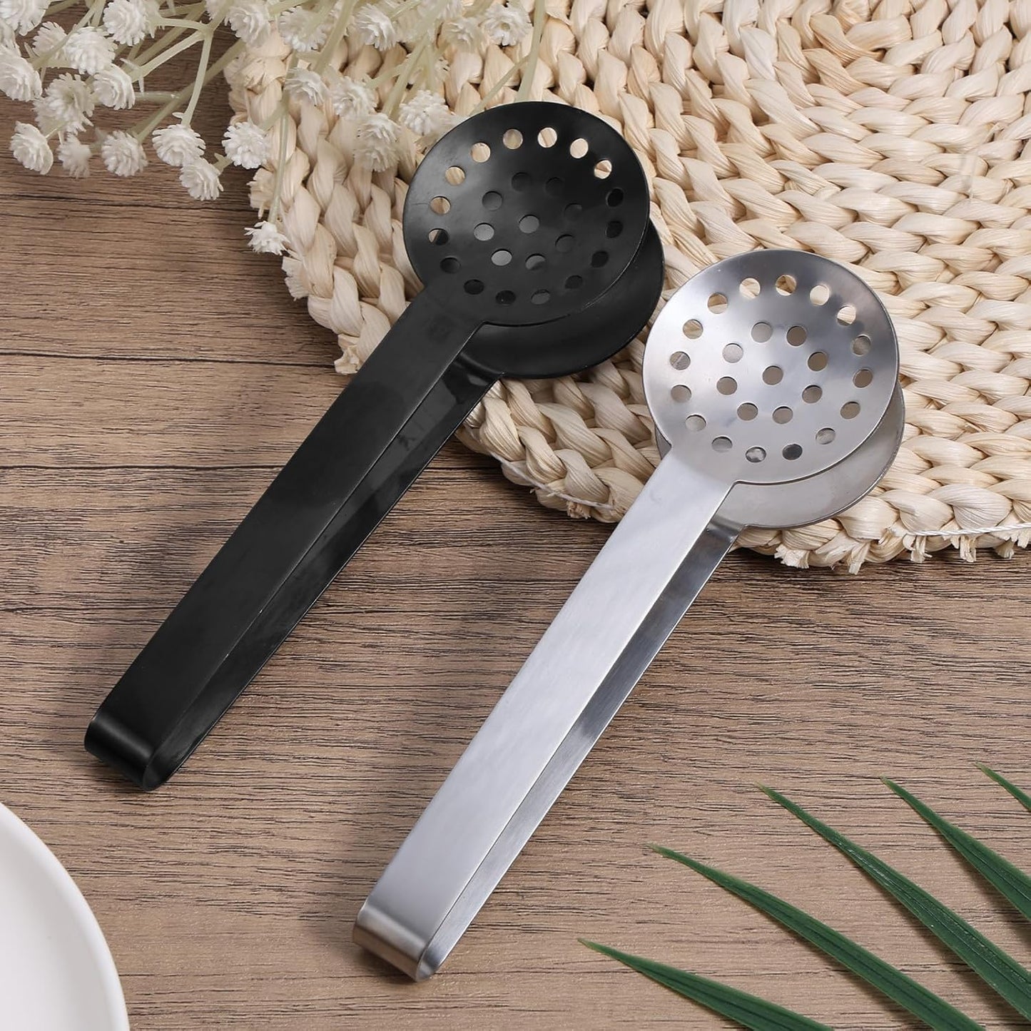 2pcs Tea Bag Squeezer Tongs, Stainless Steel Teabag Clip Holder Strainer Dispenser Gripper Picker Spoon Accessories for Tea Drinkers Gifts(Silver, Gold)