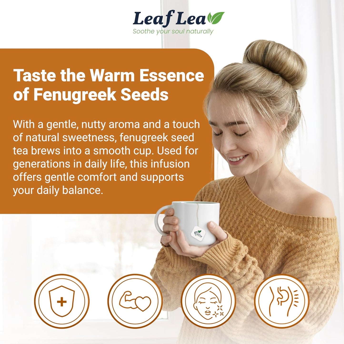 LeafLea 40 Turmeric Ginger Cinnamon Tea Bags, 100% Natural Ingredients Herbal Tea, Turmeric Ginger Herbal Blend for Wellness, Vegan, No Sugar, Caffeine-Free, Individually Wrapped for Freshness